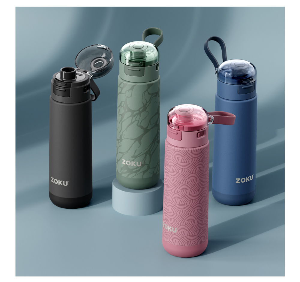 ZOKU pop-top vacuum Stainless Steel sports thermos bottle (500ml) - Vacuum Flasks - Other Materials